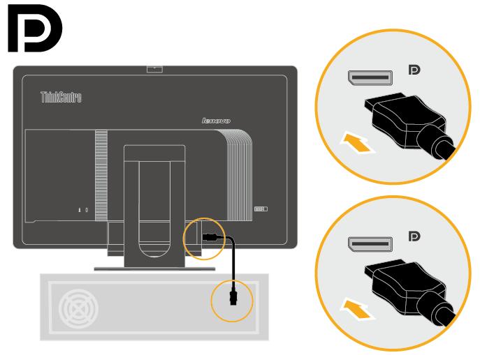 Pokyny pro zapojení kabelů: Pokud je v monitoru nainstalován miniaturní stolní počítač, připojte kabel síťového napájecího adaptéru a napájecí kabel dodané s monitorem.