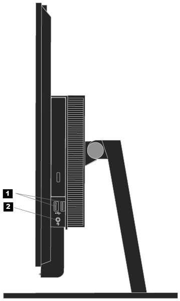 Pohled zprava Konektory USB 2.