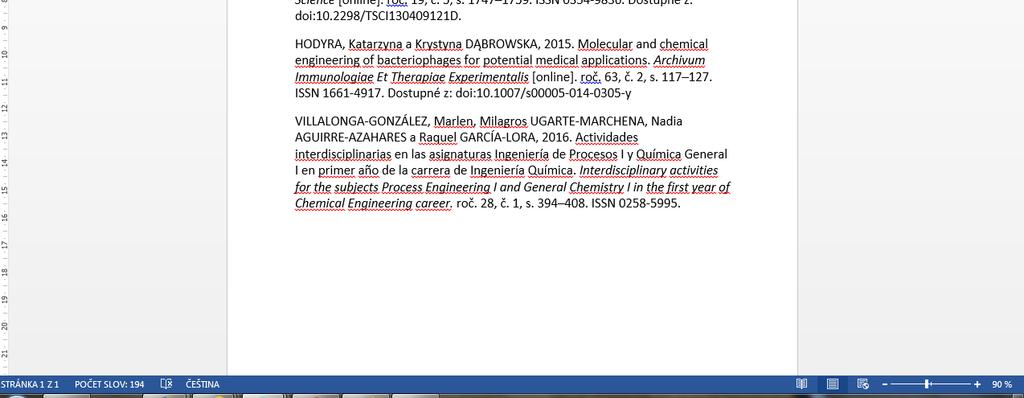 Vložení citací v MS Word Zobrazí se