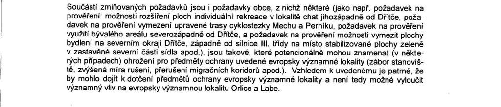 požadované naturové hodnocení u autorizované osoby. Práce byly zahájeny během května 2015 a pokračovaly nad grafickými a textovými podklady Návrhu Změny č. 1 pro společné jednání (Petrů I. a kol.