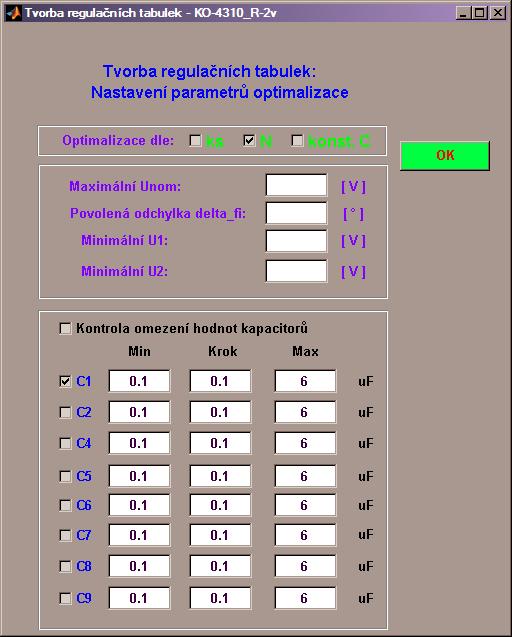 Návrh RKO s EFCP Nastavení