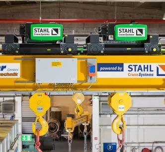 Příklad 1 Dva jeřábové mosty, čtyři lanové kladkostroje a speciální řízení Při modernizaci jeřábů v jednom podniku vyrábějícím elektromotory byly staré betonové jeřábové dráhy zesíleny na nosnost 32