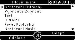 Kapitola 3: Konfigurace a uvedení od provozu Hlavní nabídka Hlavní nabídka v režimu údržby je znázorněna níže.