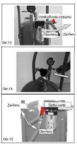 UVOLNĚNÍ VNITŘNÍHO TLAKU ZE ZÁSOBNÍKU. Jakmile bude pískování dokončeno, uzavřete regulační ventil pro průtok brusiva, viz obr. 3. 2.