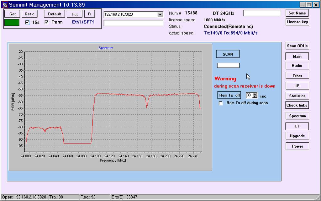 10 SPEKTRÁLNÍ ANALYZÁTOR Spektrální analyzátor (SA) zabudovaný v zařízení se používá pro vyhledávání volného kanálu.