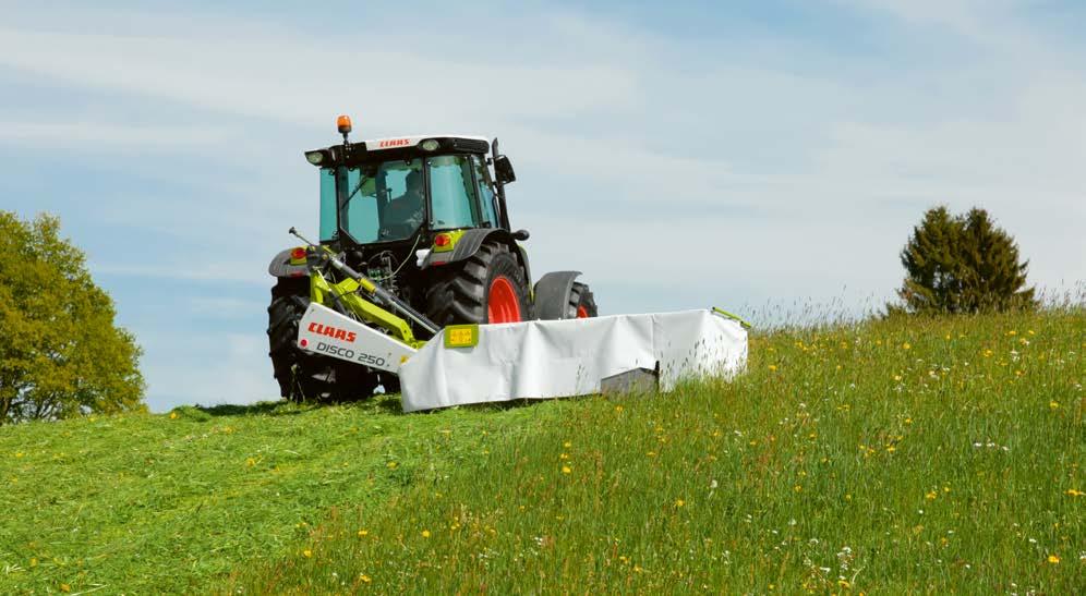 Robustní žací technika. Vzadu nesené žací stroje s inline pohonem Inline pohon CLAAS. Odlehčení zátěže. Konstrukce žací lišty z vysoce kvalitní oceli propůjčuje inline pohonu jeho stabilitu.
