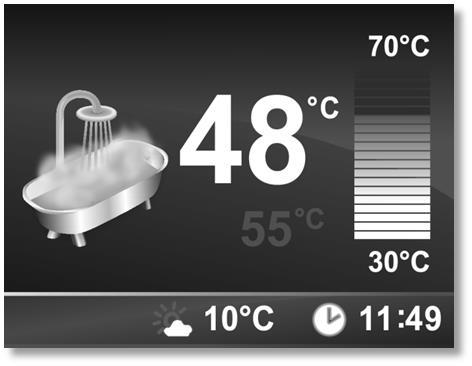 Teplota TUV Obr. č. 2 Teplota TUV Obr. č. 3 Teplota ventilu 1 Obr. č. 4 Režim roztápění Na displeji musí být zobrazena hlavní obrazovka.