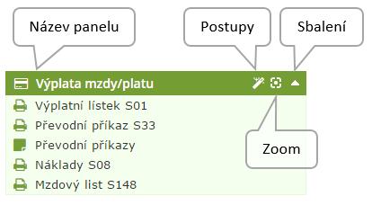 Panely Panely Centra jsou určeny k rozčlenění záložek Centra do menších tematických celků. Mohou být podle účelu několika typů.