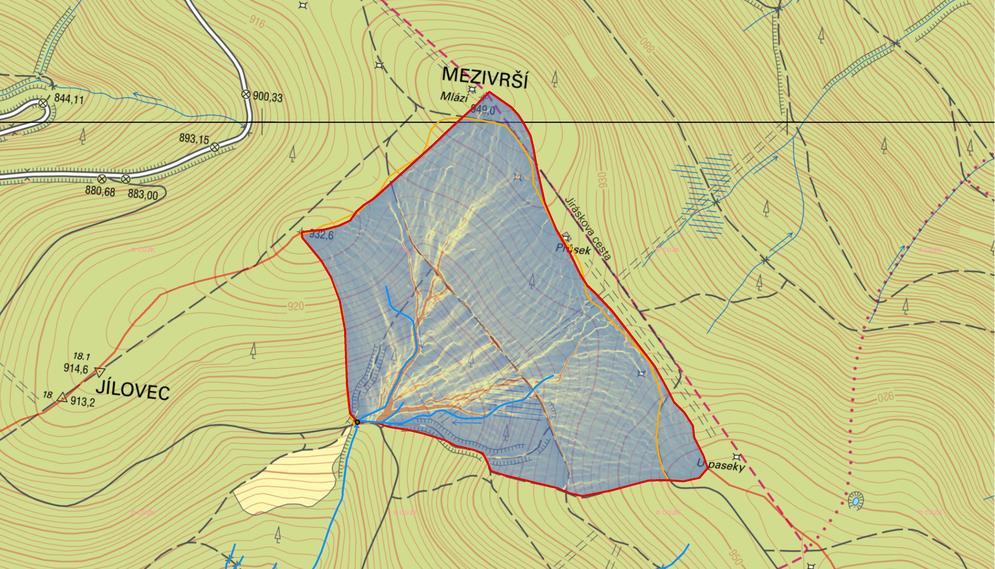 Obr. 13: Ukázka výsledků analýz pilotního povodí v GIS a distribuovaných