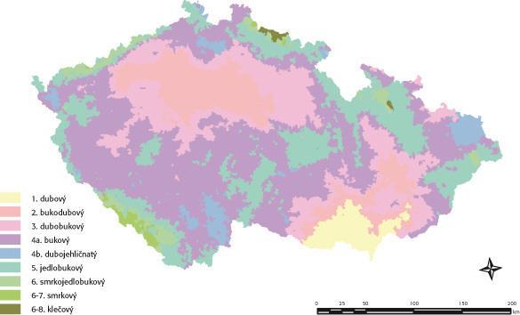 V ČR očekáváme i takovýto scénář významných změn Změny vegetační stupňovitosti jako indikátory vhodné druhové dřevinné skladby souvisí se změnami klimatu.
