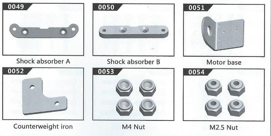 Shock absorber A držák tlumiče A Shock absorber B držák tlumiče B Motor