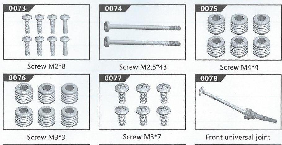 Screw M2.5*12 šroub Screw M2.5*14 šroub Screw M2.5*16 šroub Screw M2.