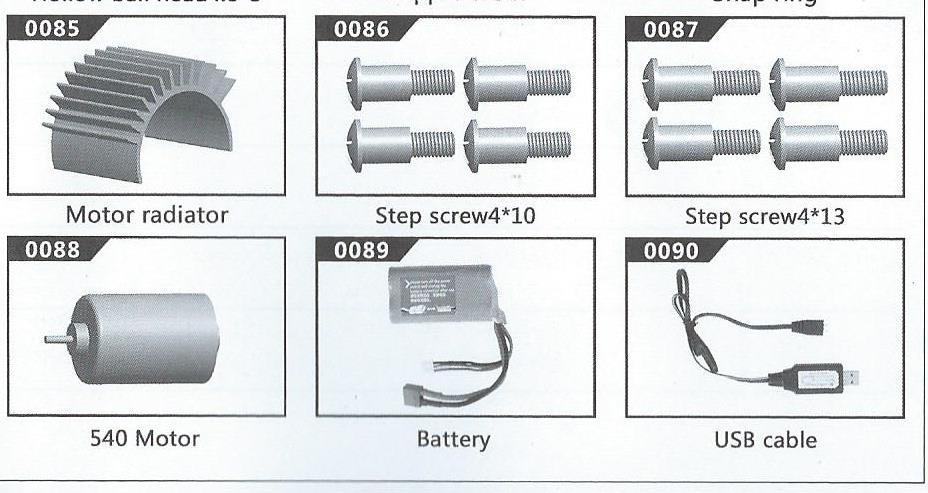 Motor radiator- kryt motoru Step screw- šroub 540 motor- motor Battery- baterie USB cabel- USB kabel Všeobecná bezpečnostní upozornění Tento přístroj není určen pro použití (osoby včetně dětí) se