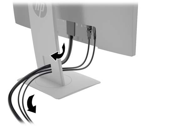 Připojení kabelů POZNÁMKA: Monitor je dodáván s vybranými kabely. Ne všechny kabely uvedené v této části jsou dodávány s monitorem. 1.