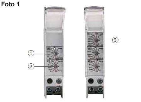 Programování Redline Přístroje modulové ostatní Str. T.4.22 Kromě multifunkčního časového relé, mají všechny přístroje dva otočné číselníky k nastavení zpoždění (viz Foto 1).