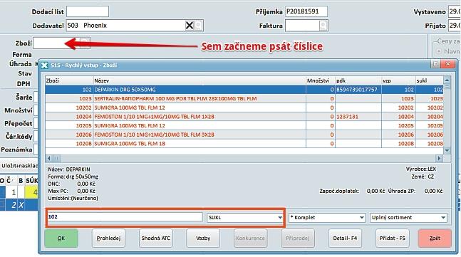 Vyhledávání zboží pomocí číselných kódů v detailu příjemky Ve verzi je nová možnost vyhledávat v rychlém vstupu pro vyhledávání zboží v detailu příjemky podle číselných kódů.