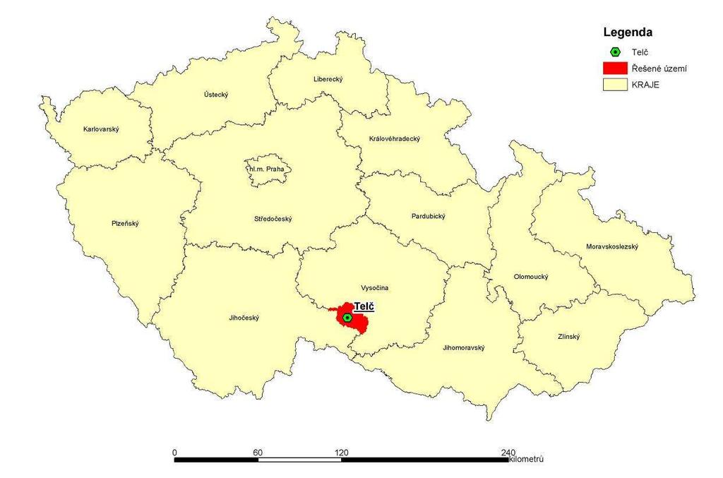 2.2 Poloha území Mikroregion Telčsko se nachází v jižní části Českomoravské vrchoviny.