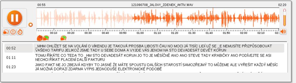 tak bude představovat jednotlivý segment. Jako id atribut každého řádku uvedeme počáteční čas odpovídajícího segmentu.