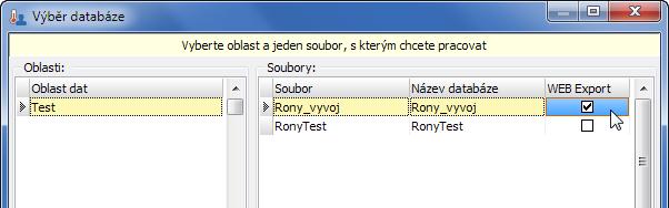 Spolupráce s Webovou databází Program Rony může nastavit, které domy budou zahrnuty do online aplikace pro přístup správců a nájemníků k online odečtům a vyúčtování.