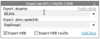 Výběr oblasti pro WEB export Nejprve je nutné založenou databázi zahrnout do WEB exportu zatržením volby při výběru databáze: Výběr domu pro WEB export Jednotlivé domy lze označit volbou Export WEB,