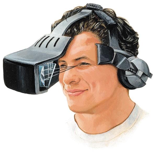 Virtuální realita Klasická virtuální realita: počítač + periferní zařízení: helma se stereoskopickými brýlemi a sluchátky snímá pohyby hlavou a aktualizuje obrázky tak rychle, že vzbuzuje pocit změny
