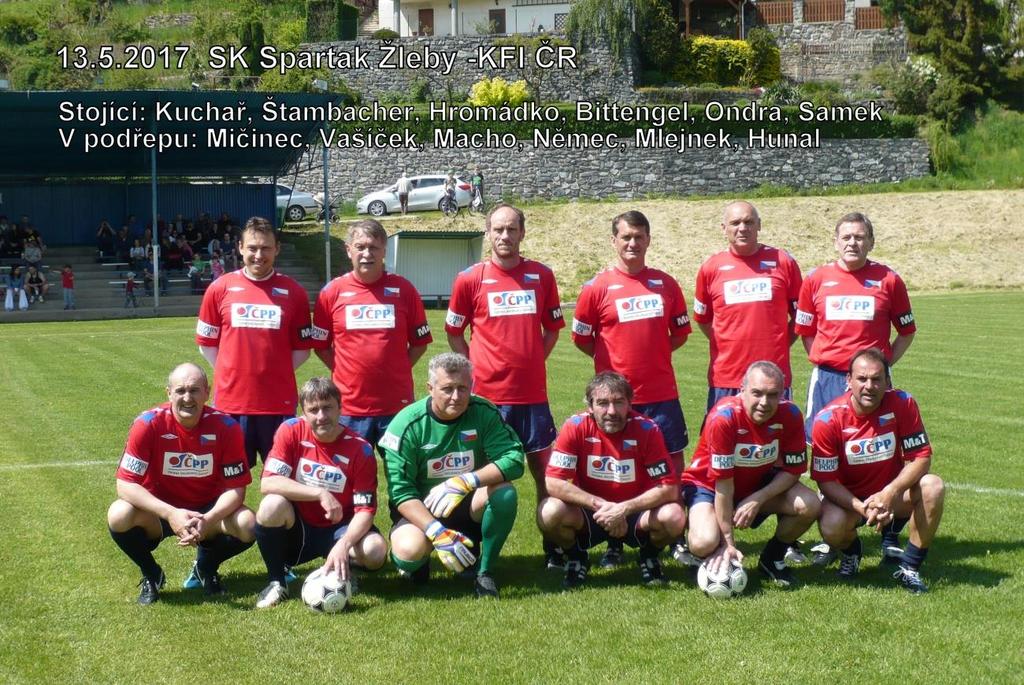 13.5.2017 SK Spartak Žleby KFI ČR 1:7 (penalty 3:5) Součástí oslav 100 let fotbalu ve Žlebech bylo utkání bývalých hráčů SK proti fotbalovým internacionálům.