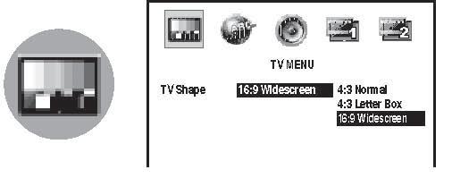 Nastavení funkcí Různá uživatelská nastavení (pokračování) Jednotlivá nastavení 48 TV Shape DVD-V 4:3 Normal: Zvolte tehdy, používáte-li televizor s poměrem stran obrazovky 4:3.