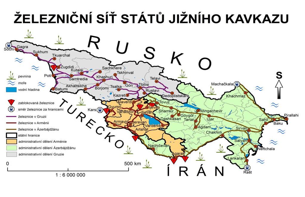 Pavel Makovský: Analýza vztahů jihokavkazských států 45 5.5 Vzájemná dopravní provázanost Infrastruktura států Jižního Kavkazu je zatím na slabé úrovni.