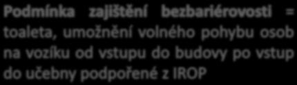 prostory ve vazbě na klíčové kompetence pro IROP, nezbytné zázemí těchto učeben (např.