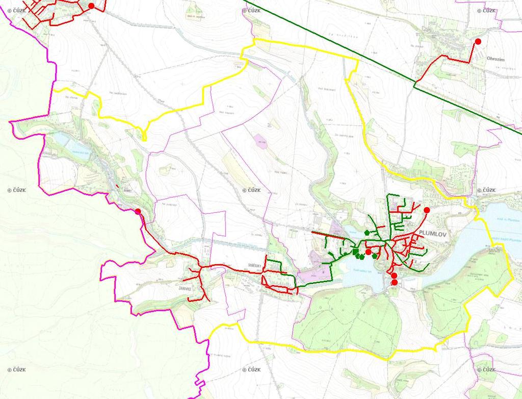 E. KANALIZACE A ČOV Mapa E1: Kanalizace - rozvody v obci Trasování sítí, lokalizace ČOV, čerpací stanice (ČS), výústě Obec: Plumlov Legenda: Kanalizace: Ochranné pásmo: Vyústění: do 2015 po 2015 I IA