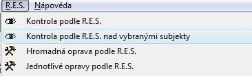 Kontrola RES rozeznává tyto problémy: IČ neexistuje (musí se dohledat správné IČ nebo označit pro příští kontrolu) Chybná ZÚJ (základní územní jednotka) (musí se opravit nebo převést na provozovnu)