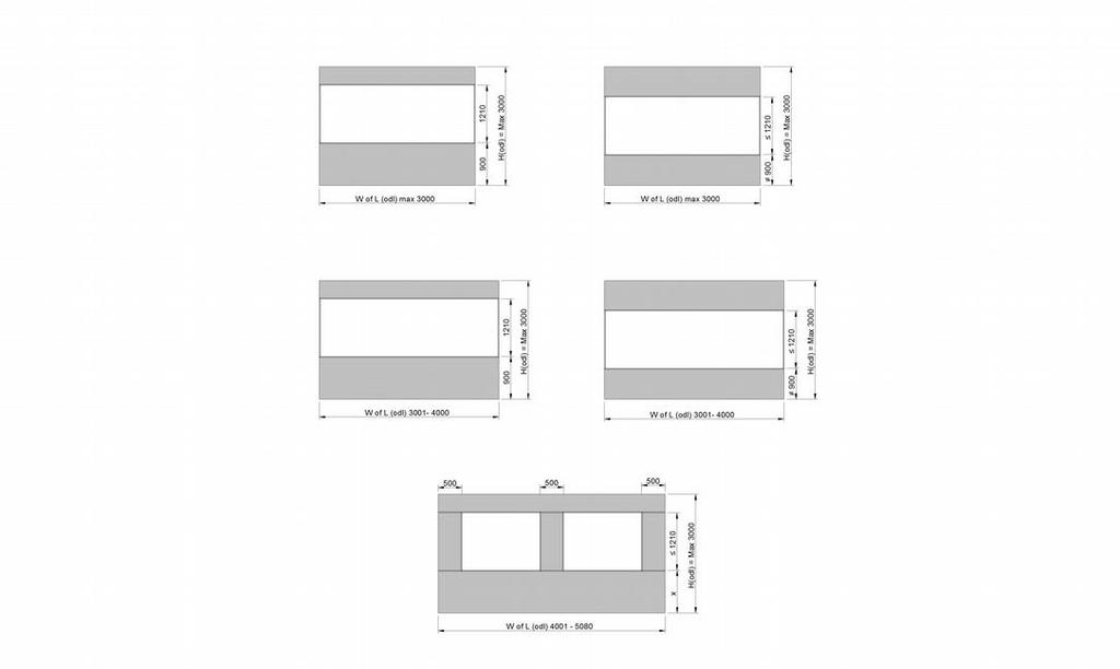 šířka transparentního okna: 6,04m 0,2m 0,2m = 5,64m Výška okna od země je libovolná, ale