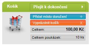 Objednávku je poté nutné dokončit standardním způsobem v záložce Objednávka přes košík vybrat volbu Přejít k dokončení viz obrázek níže.