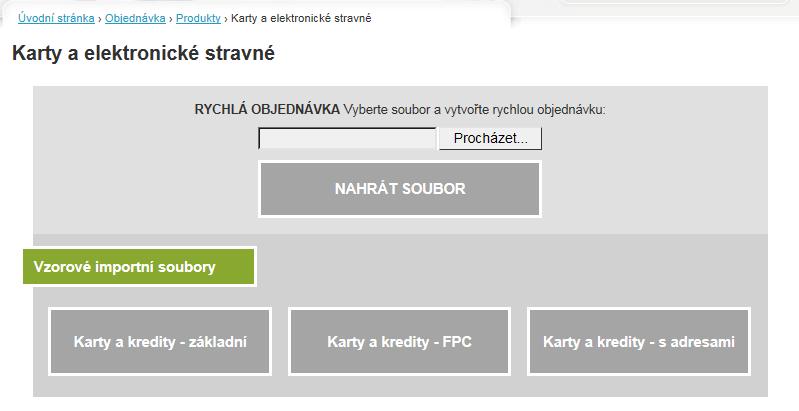 V případě objednávky elektronické stravenky klikněte na produkt Karty a elektronické stravné.