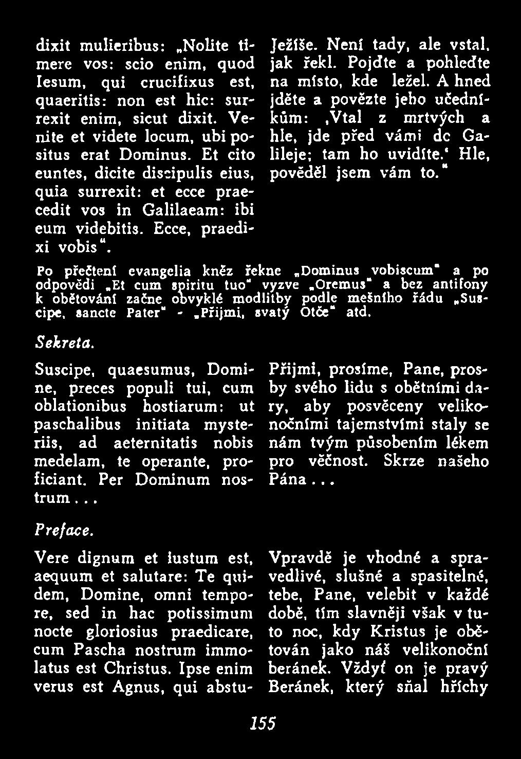 Pater" Přijm i, svatý O tče atd. Sekreta.
