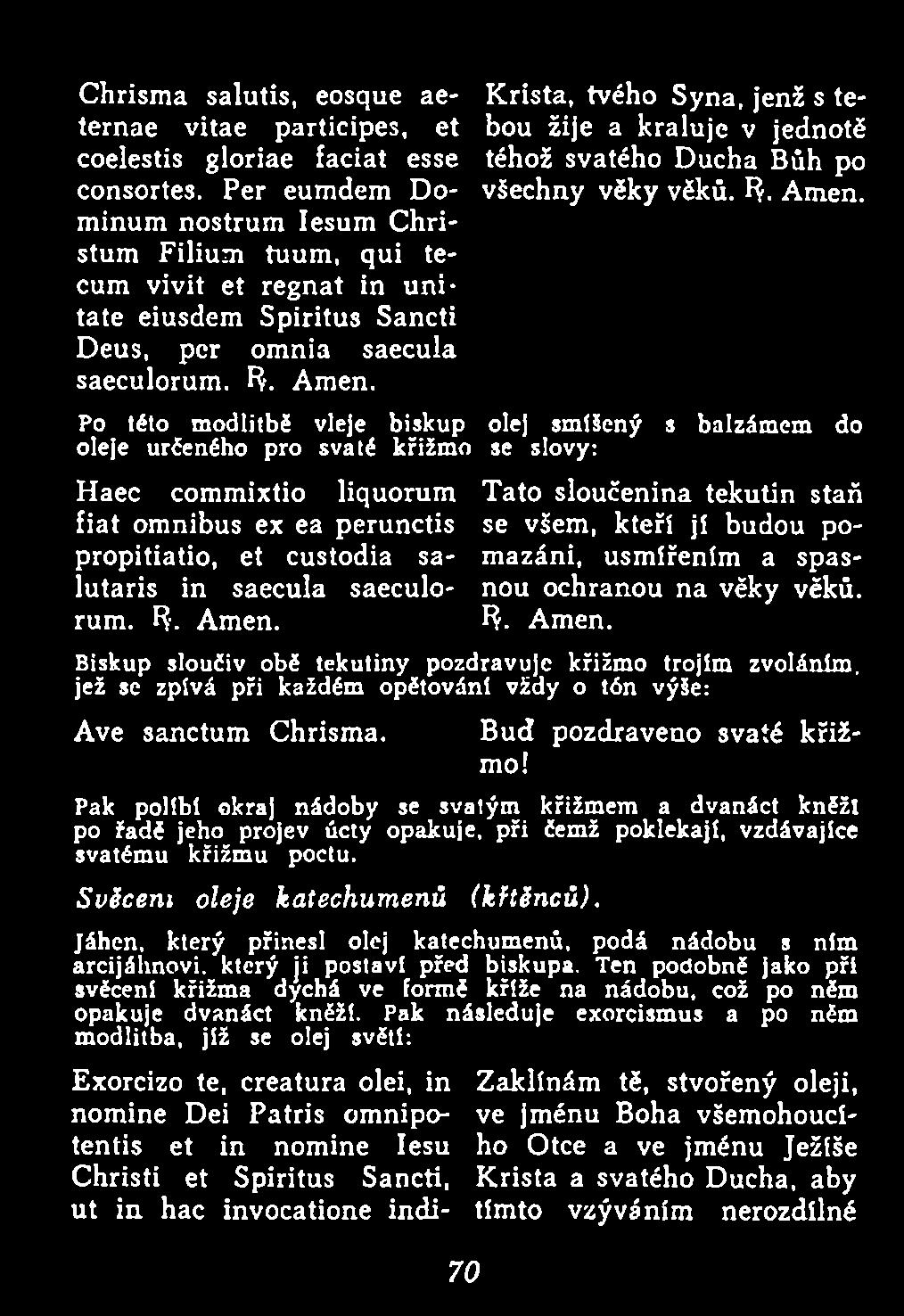 Krista, tvého Syna, jenž s tebou žije a kraluje v jednotě téhož svatého Ducha Bůh po všechny věky věků. R. Amen.