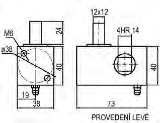 - 34-0522 109.100 CS Převodovka napínání plachty L 73 x 40 x 40 mm, 4HR Provedení levé, samosvorné 0522 109.