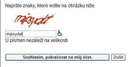 . Po přihlášení se objeví stránka s licenčním ujednáním. Do textového pole na jejím konci napište znaky, které se vám objeví na obrázku. 7.