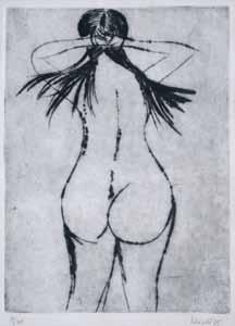 Jaroslav Klápště (1923 1999) Dívka suchá jehla, 1985, 28,7 x 20,4 cm, sign. PD Klápště 85, rám, č. 19/30, žák prof. F.