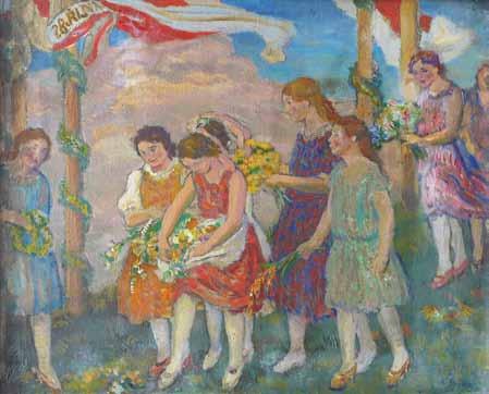 14. Antonín Häusler (1869 1938) Pohled na Pražský hrad olej, plátno, 1930, 100,5 x 90,5 cm, sign. PD Ahäusler 1930, rám 30 000 Kč ( 1 200) 14 15.