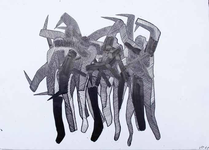 22 24 23 22. Vladimír Janoušek (1922 1986) Postavy tuš, tužka, papír, 1981, 30,5 x 42,5 cm, monogr.