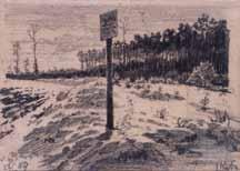 Ludvík Kuba (1863 1956) Zahrádka a kostel tužka, papír, 1906, 11 x 16,5 cm, sign.