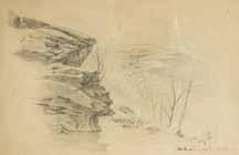 Ludvík Kuba (1863 1956) Náves v Nepořicích akvarel, papír, 13,5 x 25,6 cm, sign.