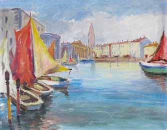 245 243 244 243. Jaroslav Procházka Vltava u Sovových mlýnů olej, karton, 39,5 x 32,5 cm, sign.