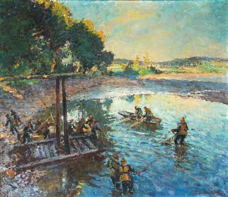 263 260. Václav Trefil (1906 1989) Krajina se snopy olej, plátno, 65 x 95 cm, sign. PD V.