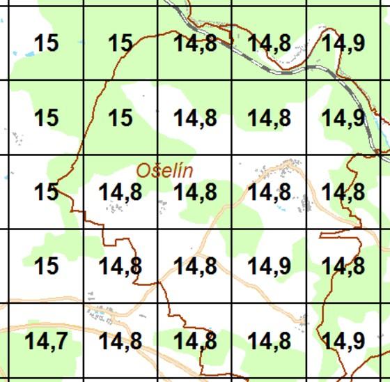 pětileté klouzavé průměry 2011-2015 NO2 [µg.