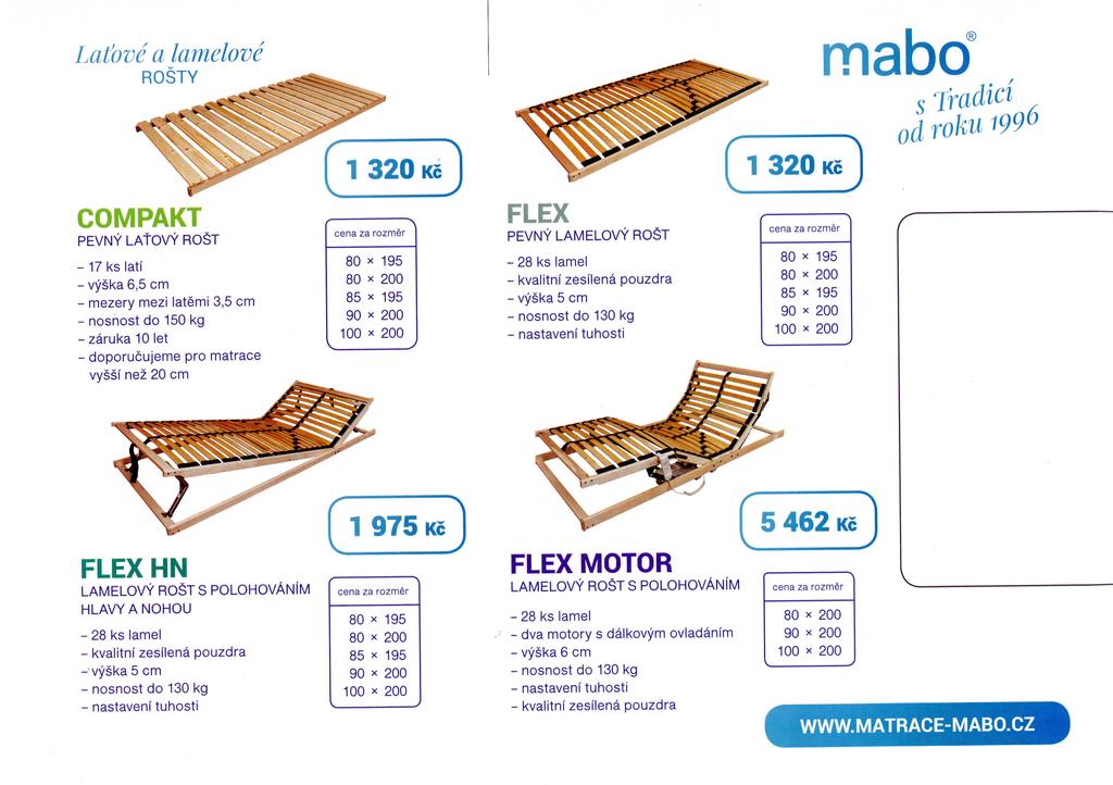 Lafovea lamelove ROSTY mabd stradici od roku 1996 1 320 Kc 1 320 Kc COMPAKT PEVNV LAtOVY ROST cena za rozmer FLEX PEVNY LAMELOVY RO T cena za rozmer - 17 ks lati - vyska 6,5 cm - mezery mezi latemi