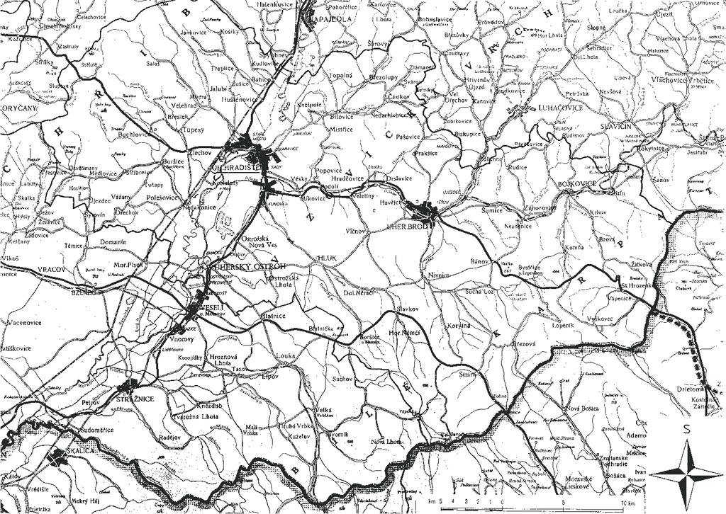 112 /HJHQG Obr. 2 - Mapa geologických lokalit na okrese Uherské Hradištì.