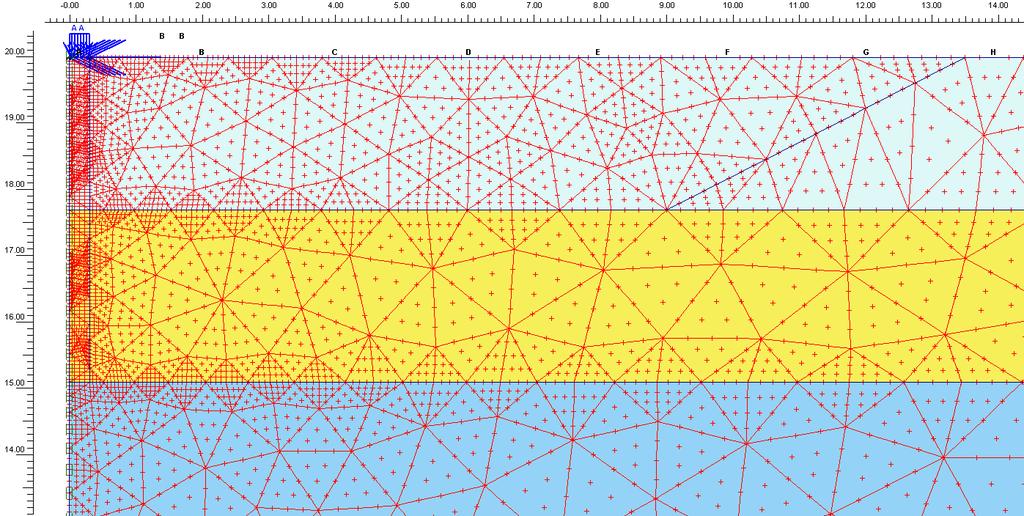 2.3 Charakteristika modelu Rotačně symetrický numerický model, ve kterém jsou zanedbány materiálové parametry tlumení, je proveden v rozsahu 30 x 20 m (délka x hloubka).
