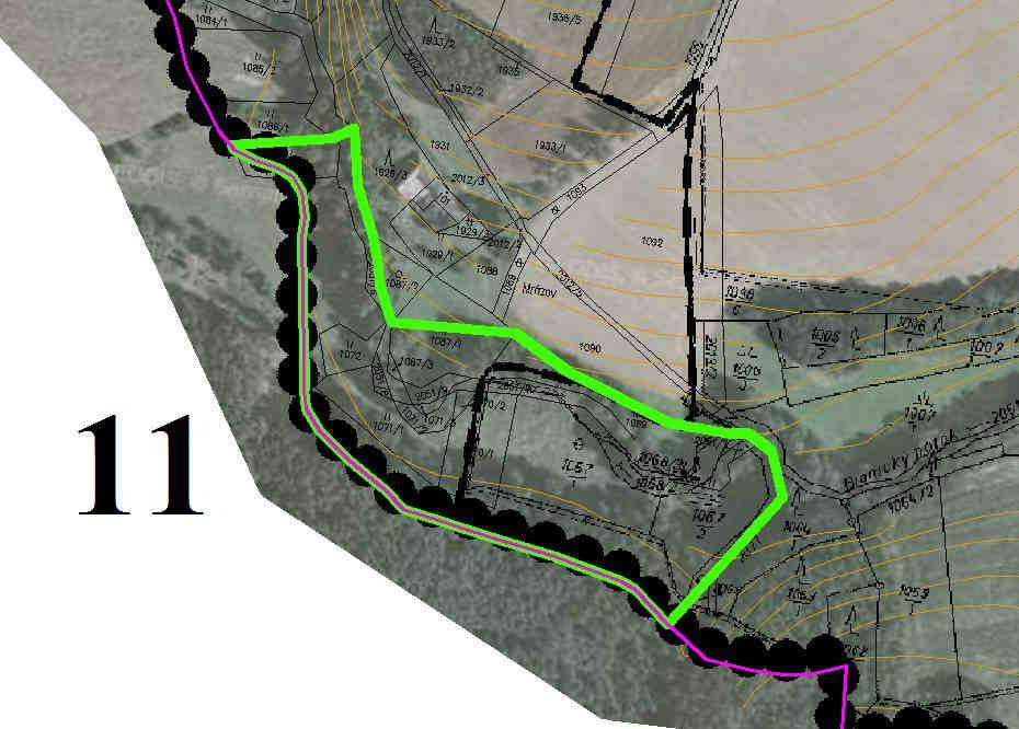 Číslo 11 (generelové číslo = 70) Název Mrázov Charakter Lokální biocentrum Mapa 12 STG 3AB3-4 Rozloha 2,40 ha Charakteristika Biocentrum v nivě Blanického potoka zahrnující břehové porosty,